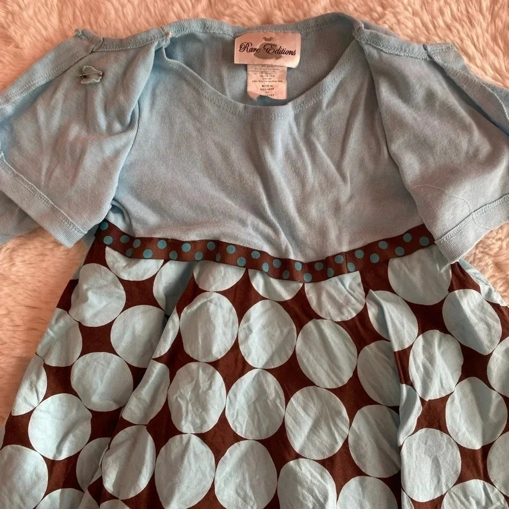 Rare Editions Blue Polka dot dress with sweater cardigan size 24 months - Picture 4 of 6